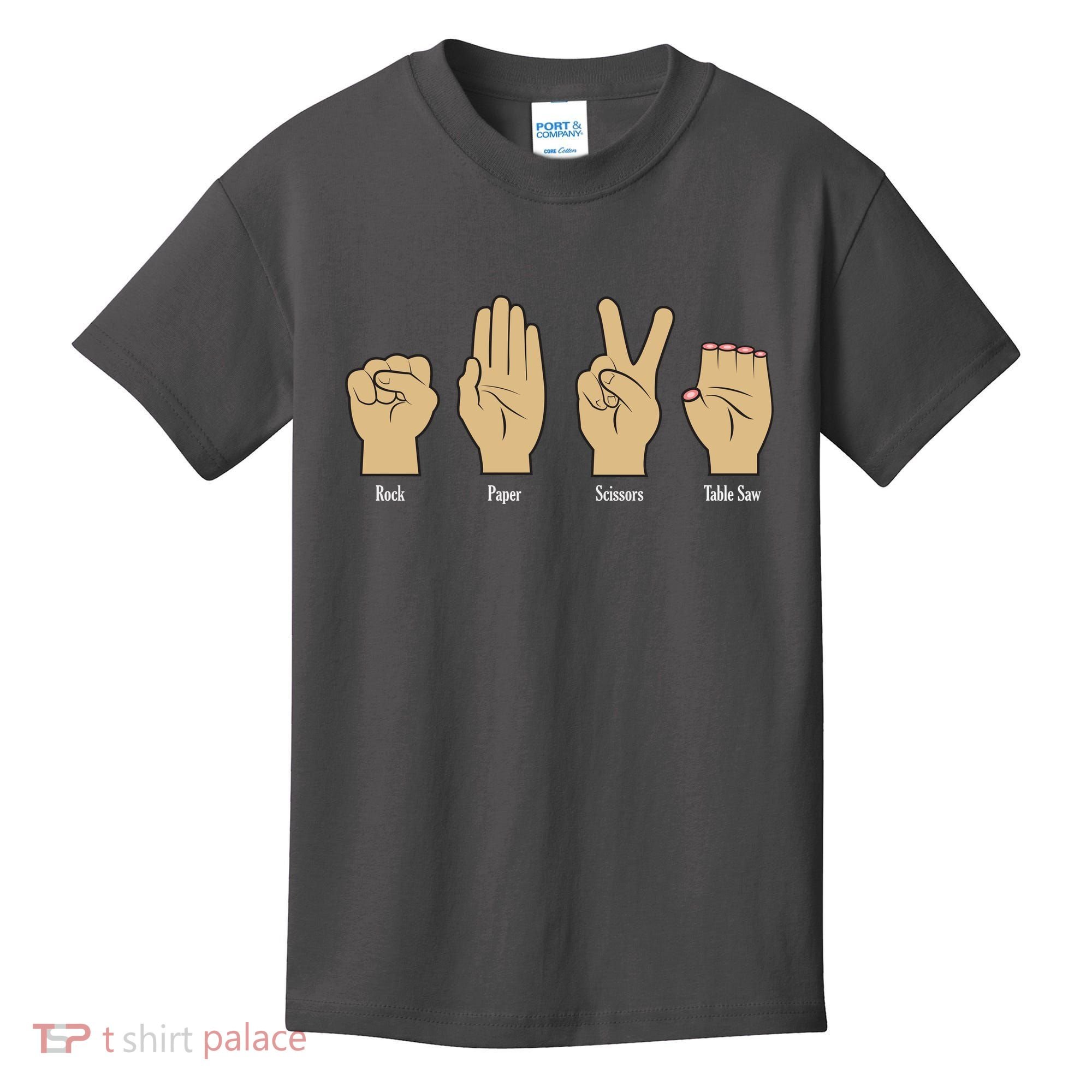 Rock Paper Scissors Table Saw Kids T-Shirt