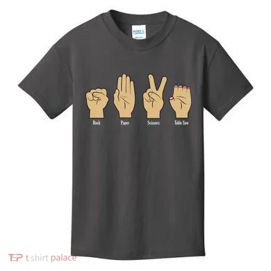 Rock Paper Scissors Table Saw Kids T-Shirt