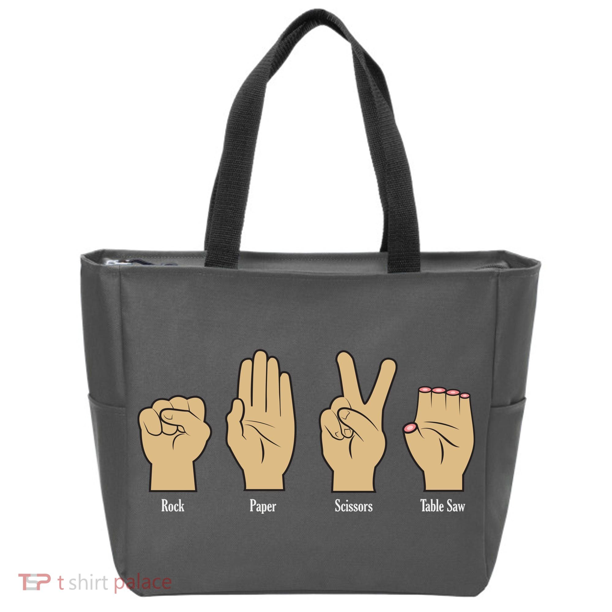 Rock Paper Scissors Table Saw Tote Bag