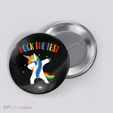 Rock The Test Dabbing Unicorn Button