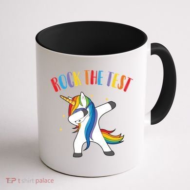 Rock The Test Dabbing Unicorn Coffee Mug back