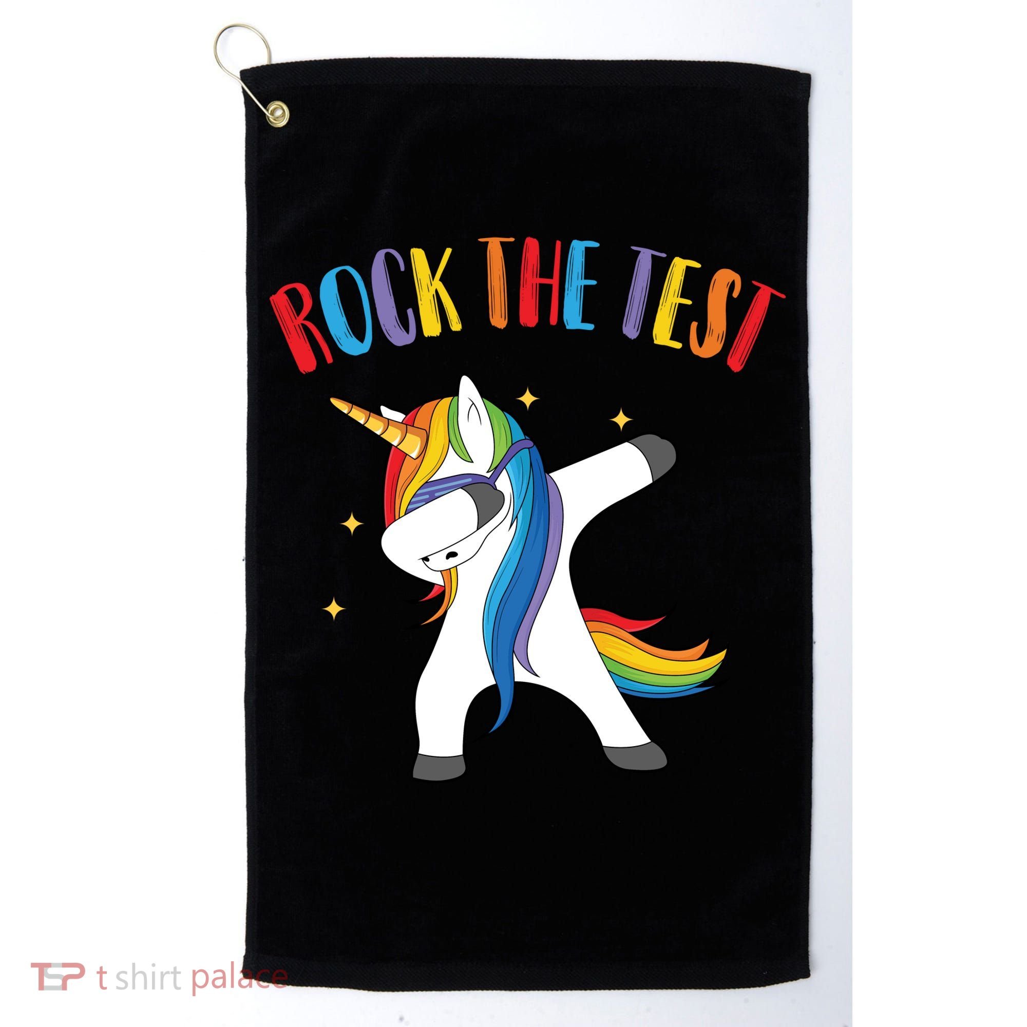 Rock The Test Dabbing Unicorn Golf Towel