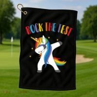 Rock The Test Dabbing Unicorn Golf Towel thumb 1
