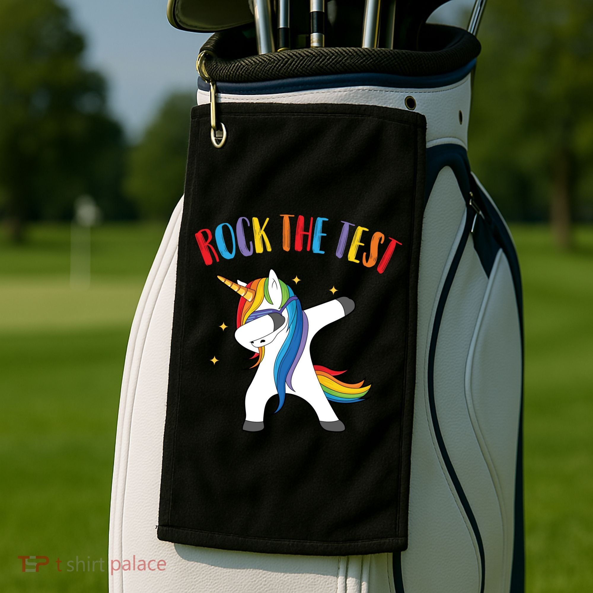 Rock The Test Dabbing Unicorn Golf Towel