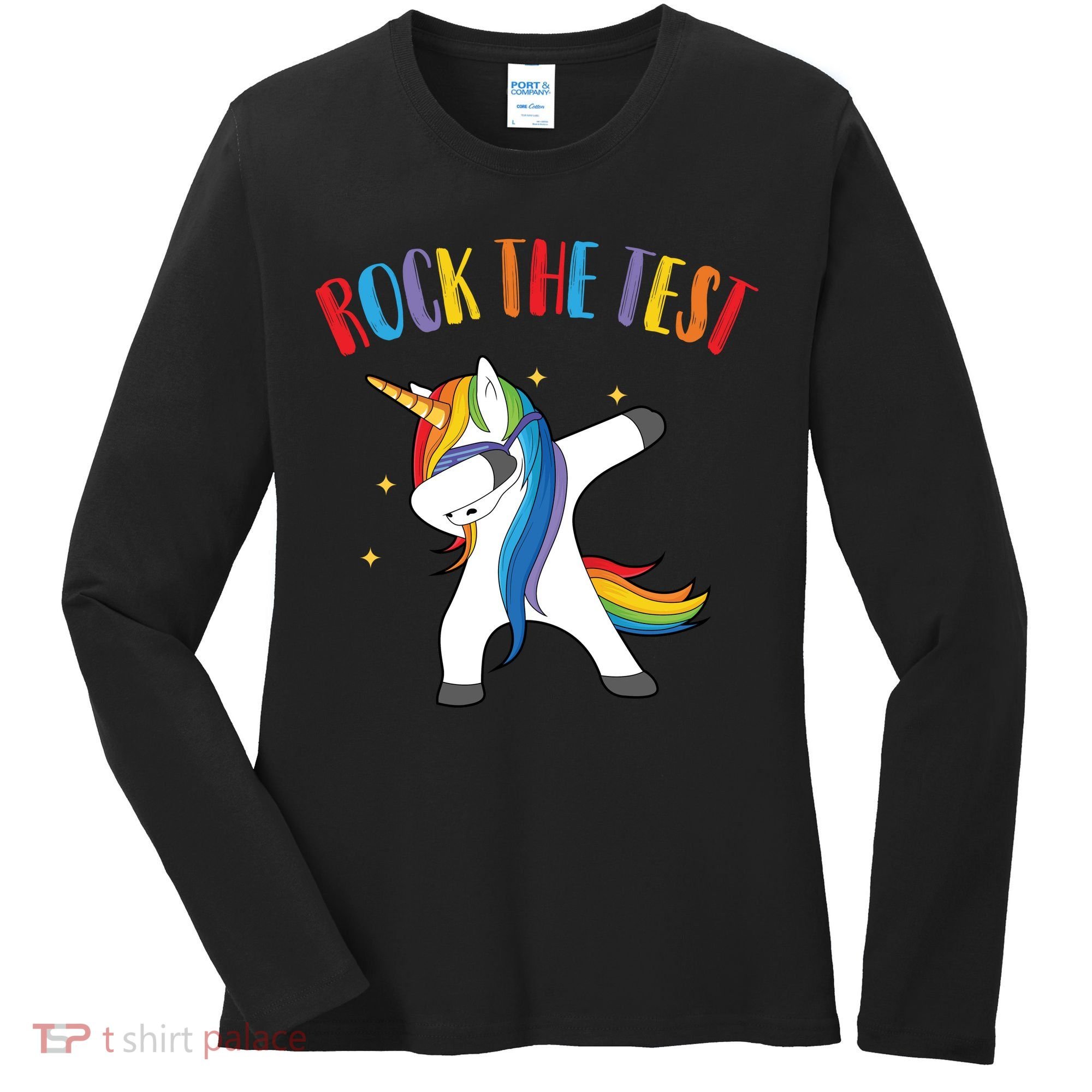 Rock The Test Dabbing Unicorn Women's Long Sleeve Shirt