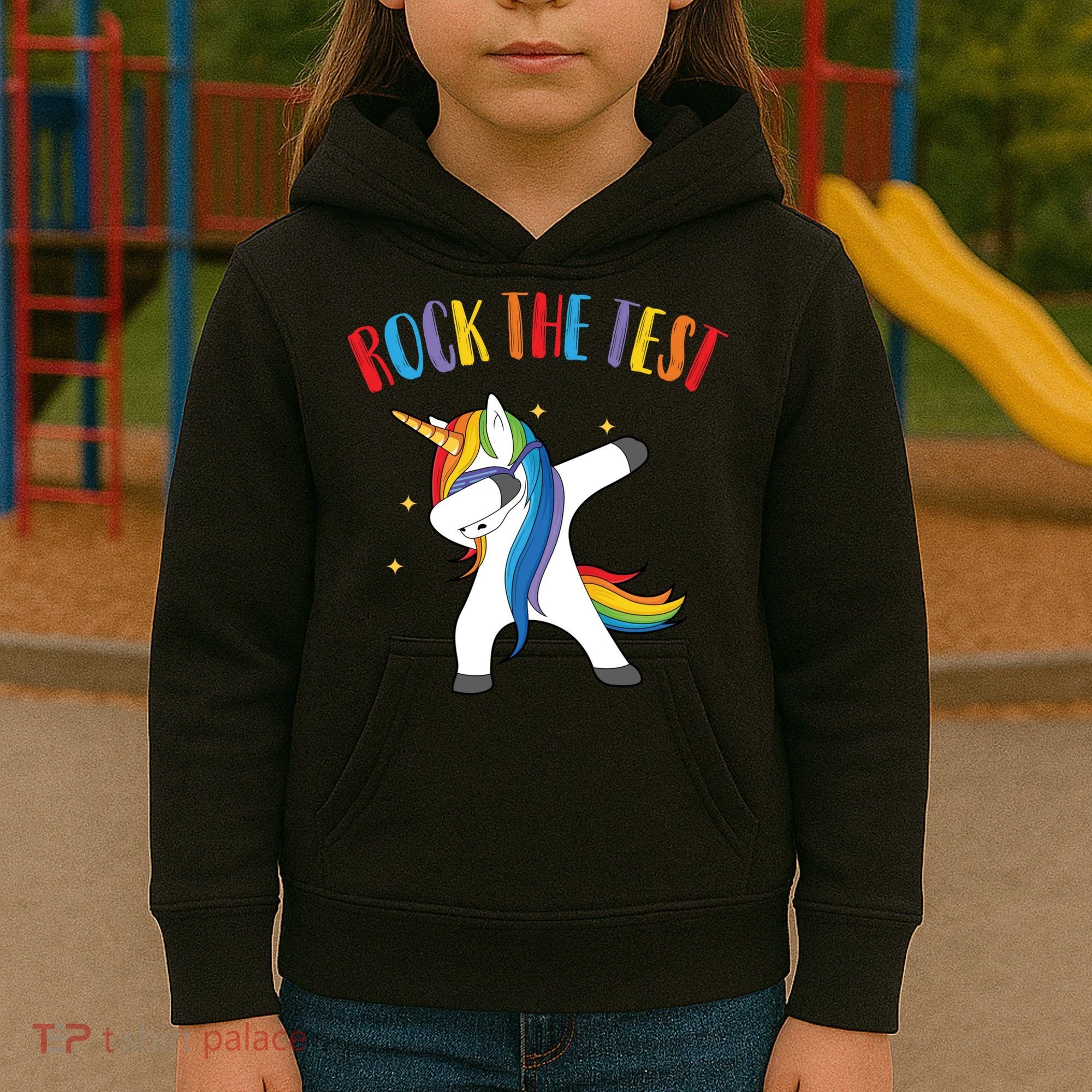 Rock The Test Dabbing Unicorn Kids Hoodie