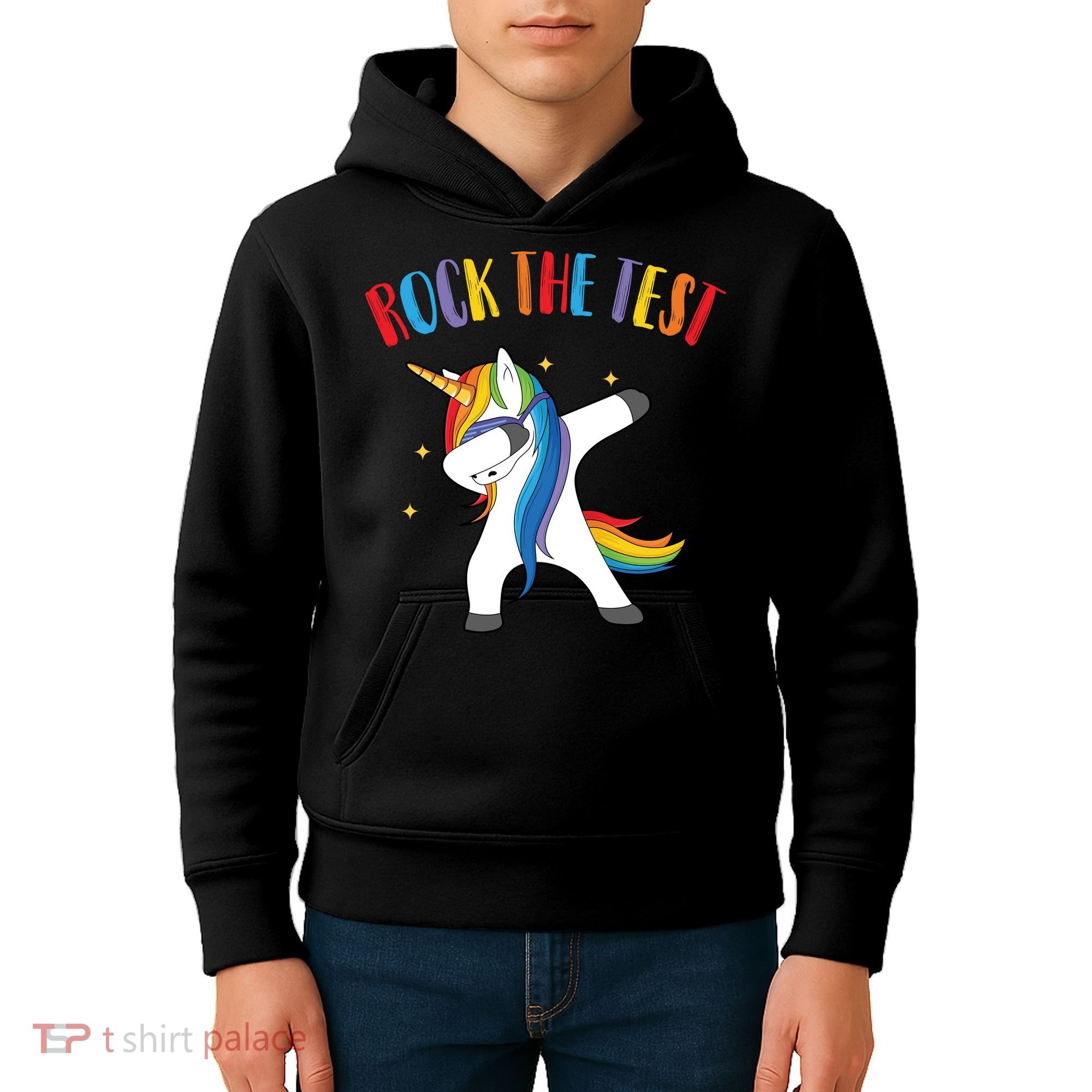 Rock The Test Dabbing Unicorn Kids Hoodie