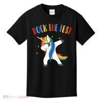 Rock The Test Dabbing Unicorn Kids T-Shirt thumb 0