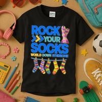Rock Your Socks World Down Syndrome Awareness Day Kids T-Shirt thumb 3