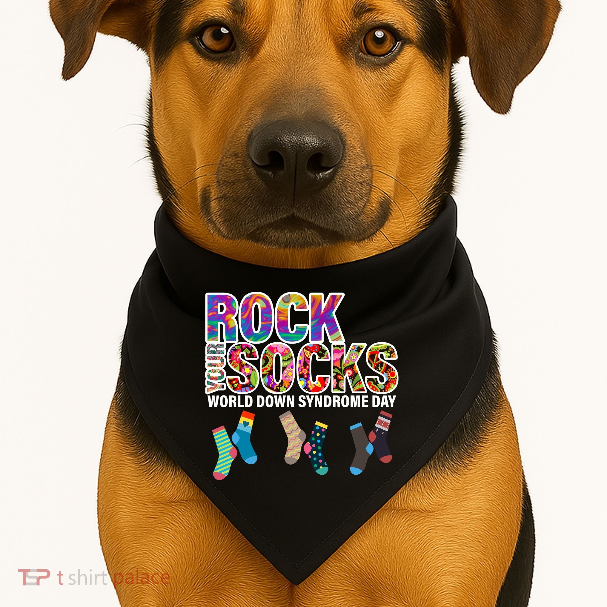 Rock Your Socks World Down Syndrome Day USA-Made Doggie Bandana