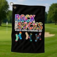 Rock Your Socks World Down Syndrome Day Golf Towel thumb 1