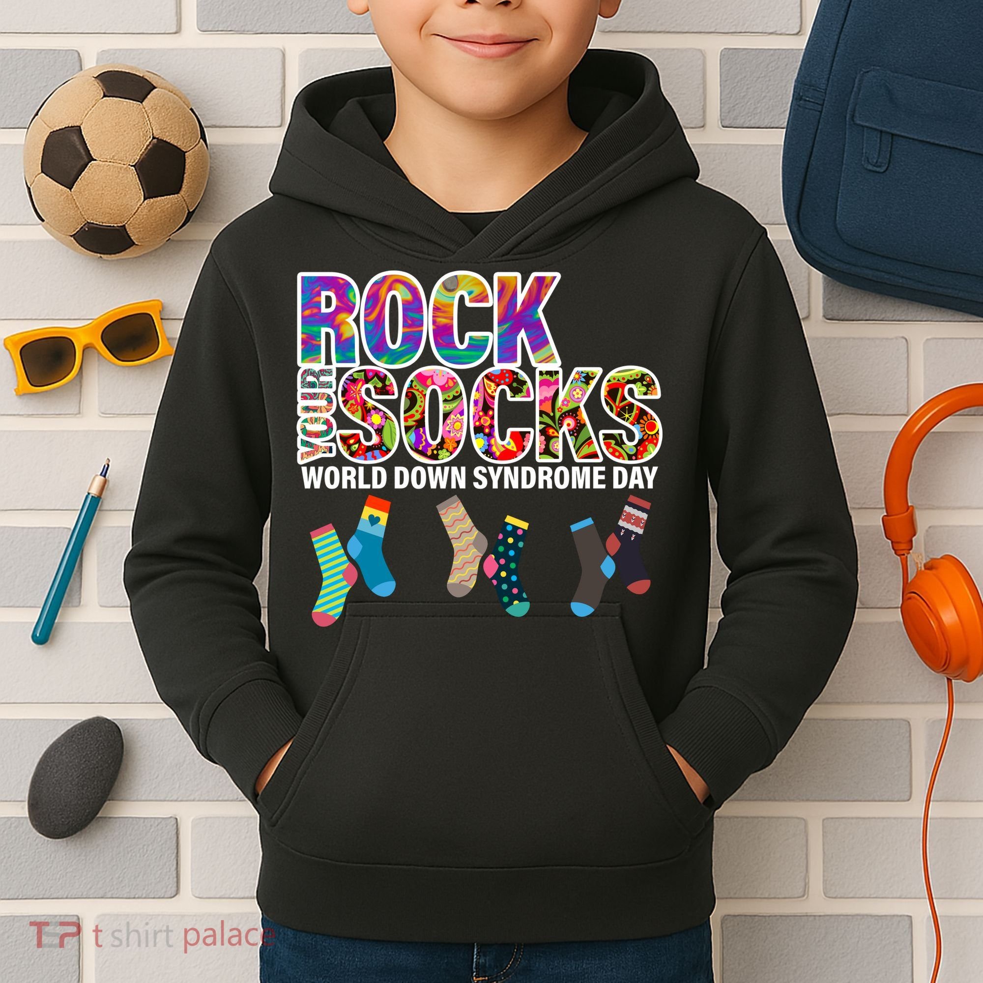 Rock Your Socks World Down Syndrome Day Kids Hoodie