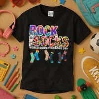 Rock Your Socks World Down Syndrome Day Kids T-Shirt thumb 3