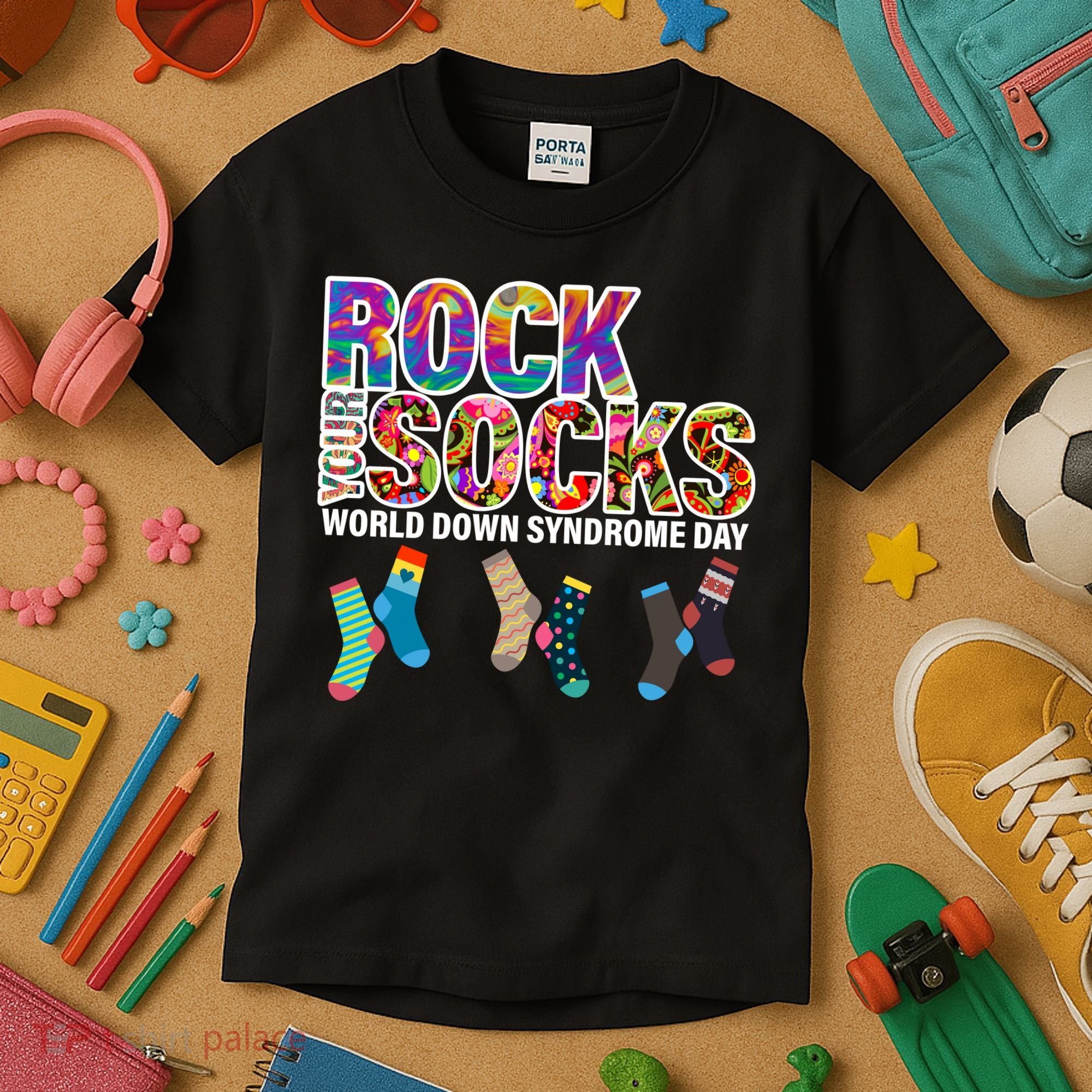 Rock Your Socks World Down Syndrome Day Kids T-Shirt