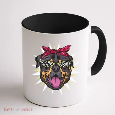 Rockabilly Rottweiler Dog Coffee Mug back