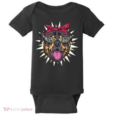 Rockabilly Rottweiler Dog Baby Bodysuit