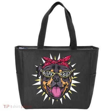 Rockabilly Rottweiler Dog Tote Bag