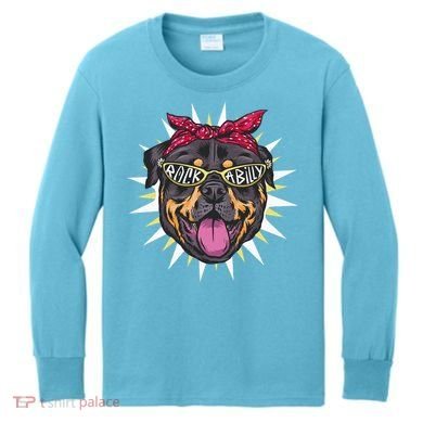 Rockabilly Rottweiler Dog Kids Long Sleeve Shirt
