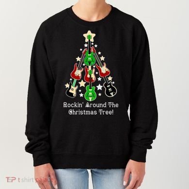 Rockin' Around the Christmas Tree Funny Guitar Women's Sweatshirt