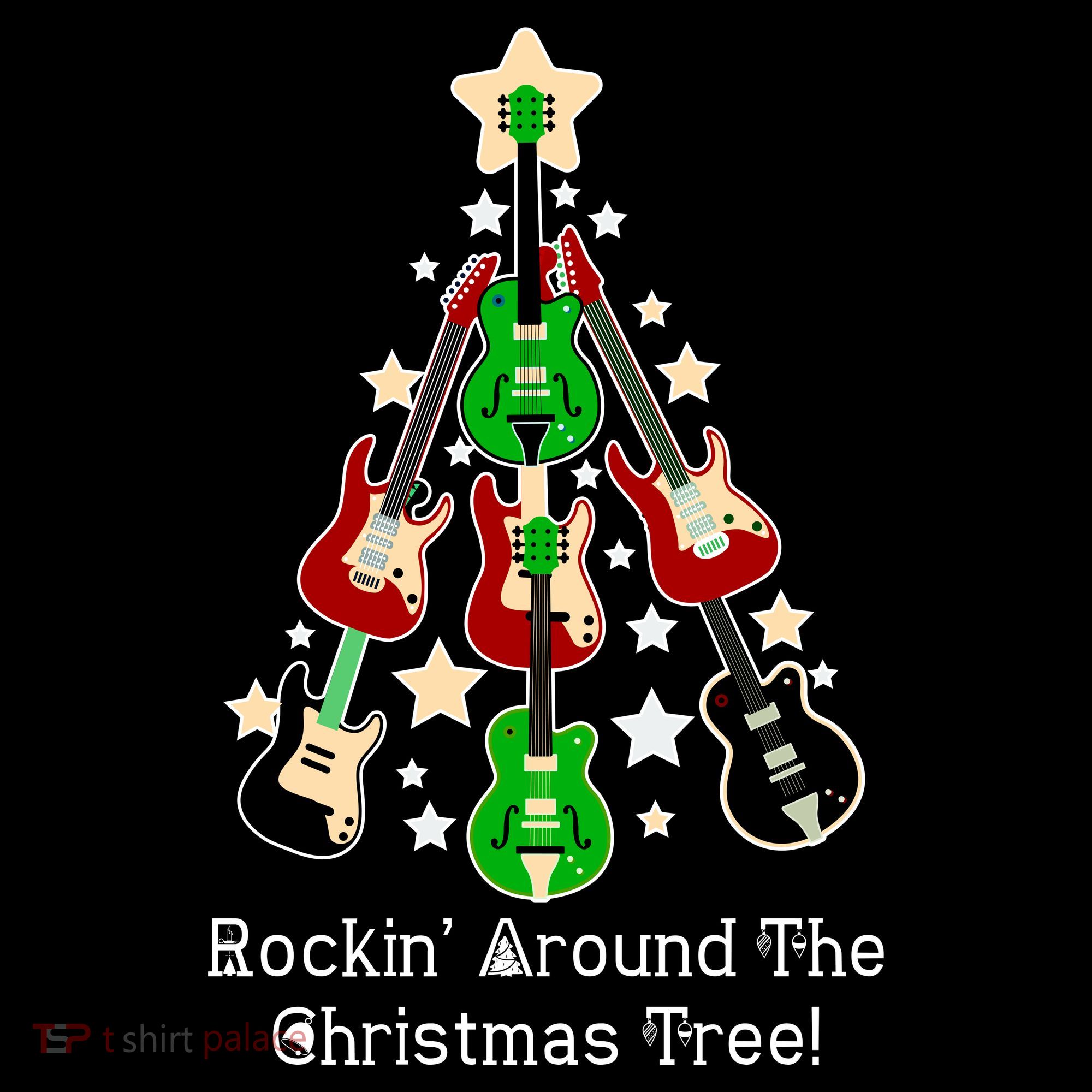Rockin' Around the Christmas Tree Funny Guitar Bucket Hat