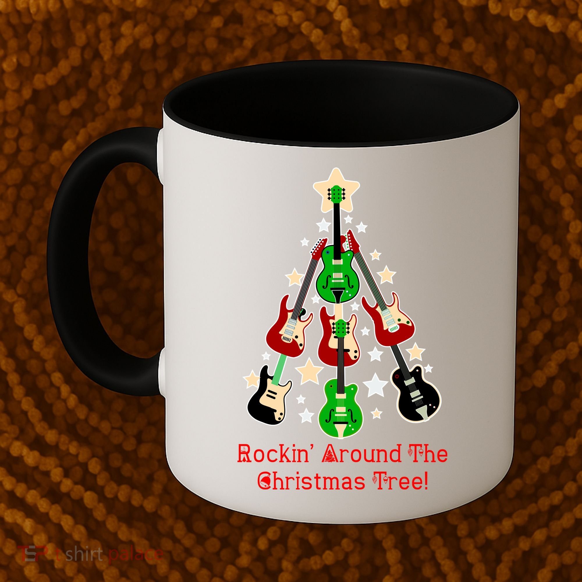 Rockin' Around the Christmas Tree Funny Guitar Coffee Mug