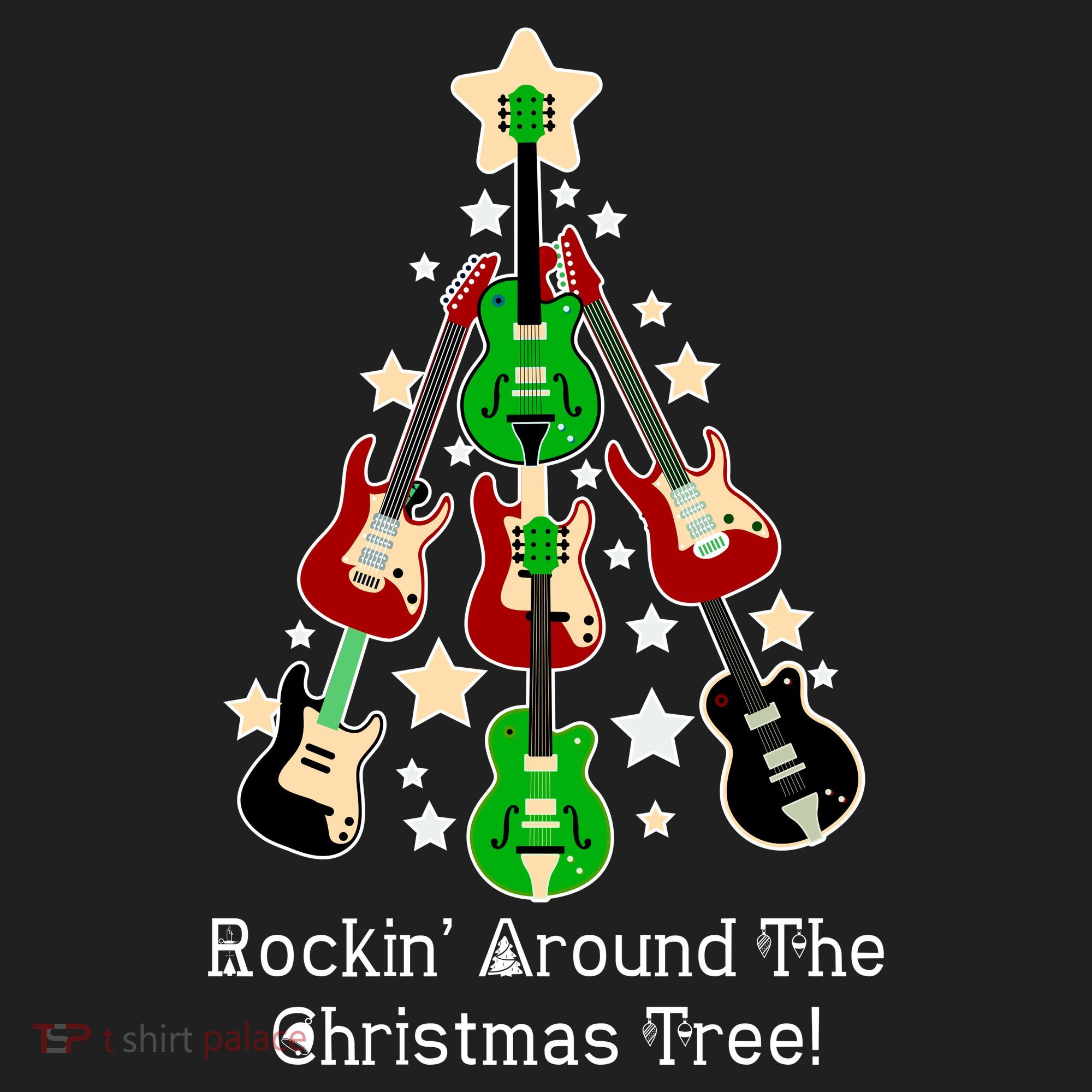 Rockin' Around the Christmas Tree Funny Guitar Golf Towel