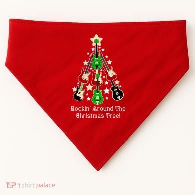 Rockin' Around the Christmas Tree Funny Guitar USA-Made Doggie Bandana