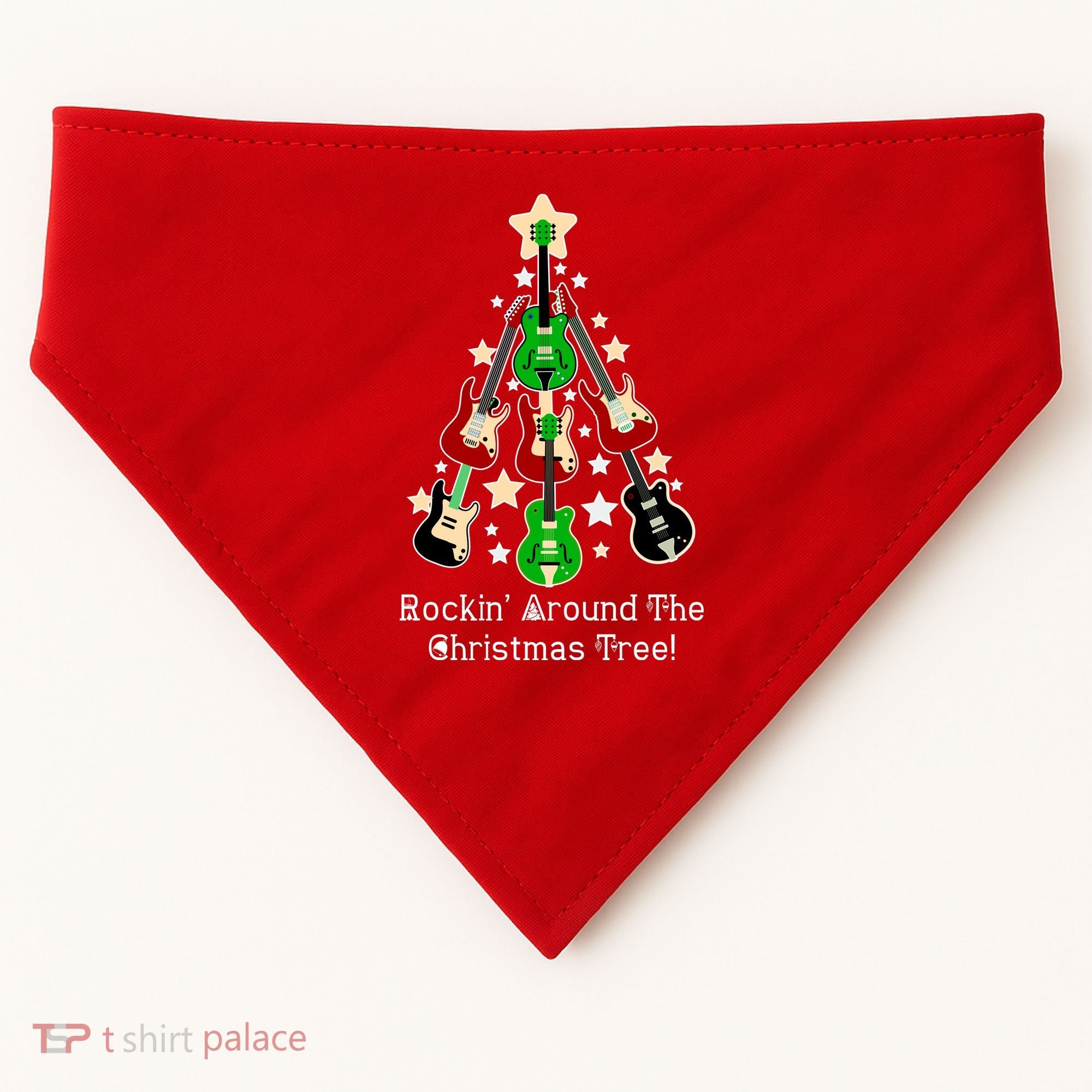 Rockin' Around the Christmas Tree Funny Guitar USA-Made Doggie Bandana