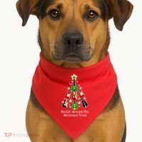Rockin' Around the Christmas Tree Funny Guitar USA-Made Doggie Bandana thumb 1