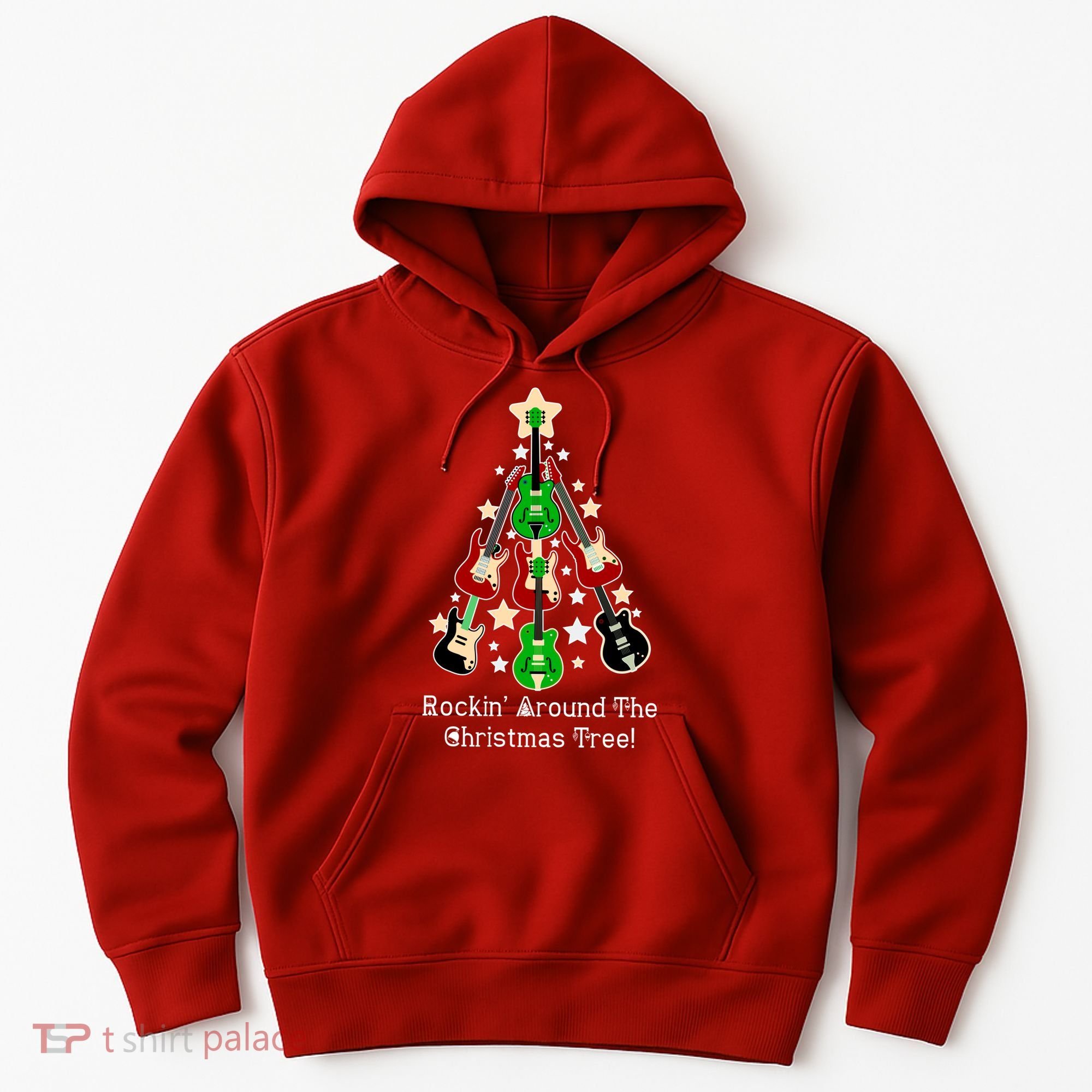 Rockin' Around the Christmas Tree Funny Guitar Hoodie