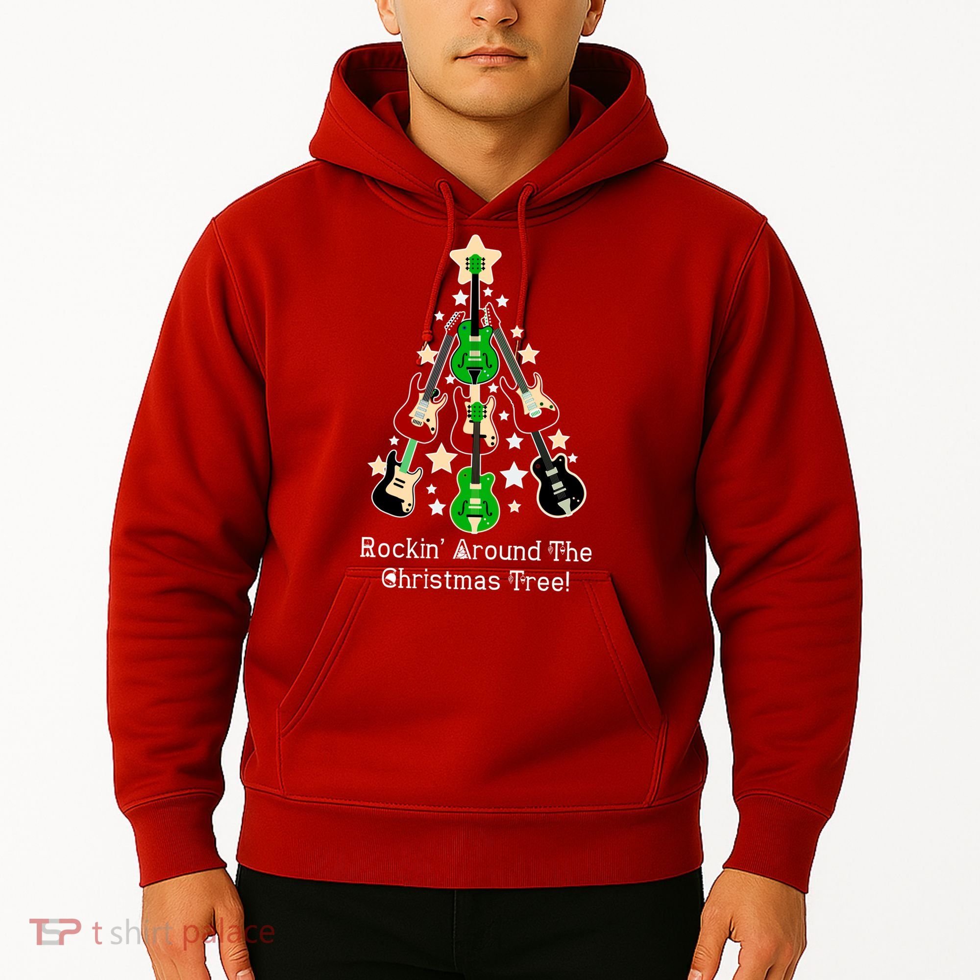 Rockin' Around the Christmas Tree Funny Guitar Hoodie