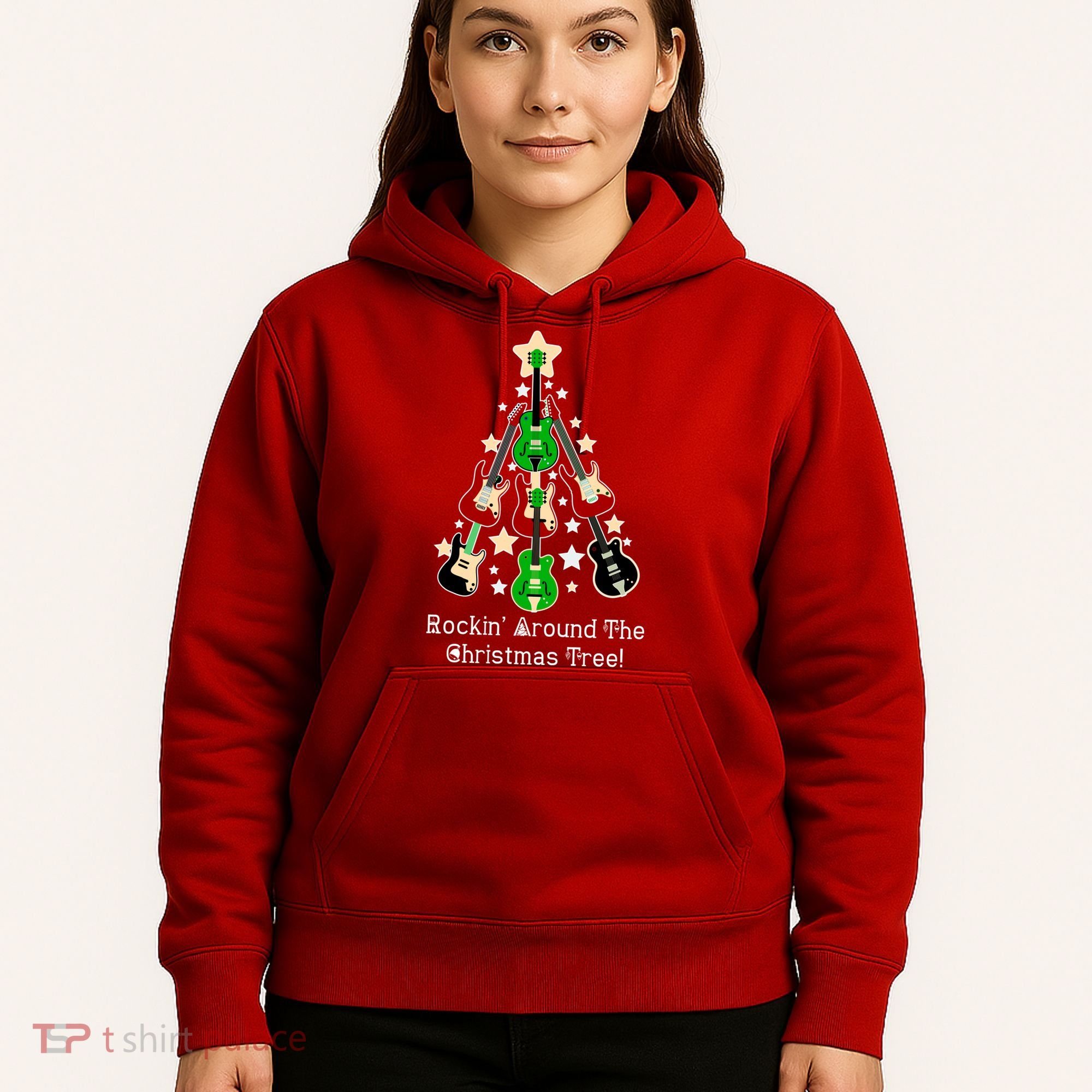 Rockin' Around the Christmas Tree Funny Guitar Hoodie