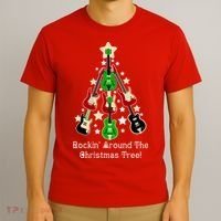 Rockin' Around the Christmas Tree Funny Guitar T-Shirt thumb 3