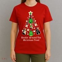 Rockin' Around the Christmas Tree Funny Guitar T-Shirt thumb 4
