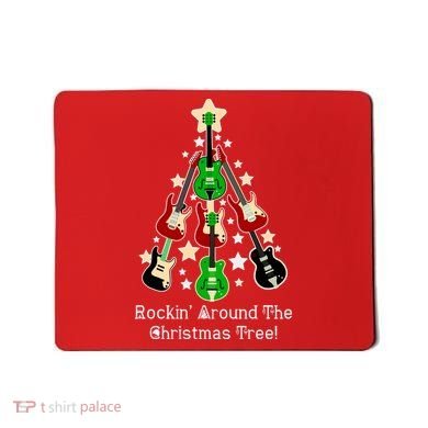 Rockin' Around the Christmas Tree Funny Guitar Mousepad