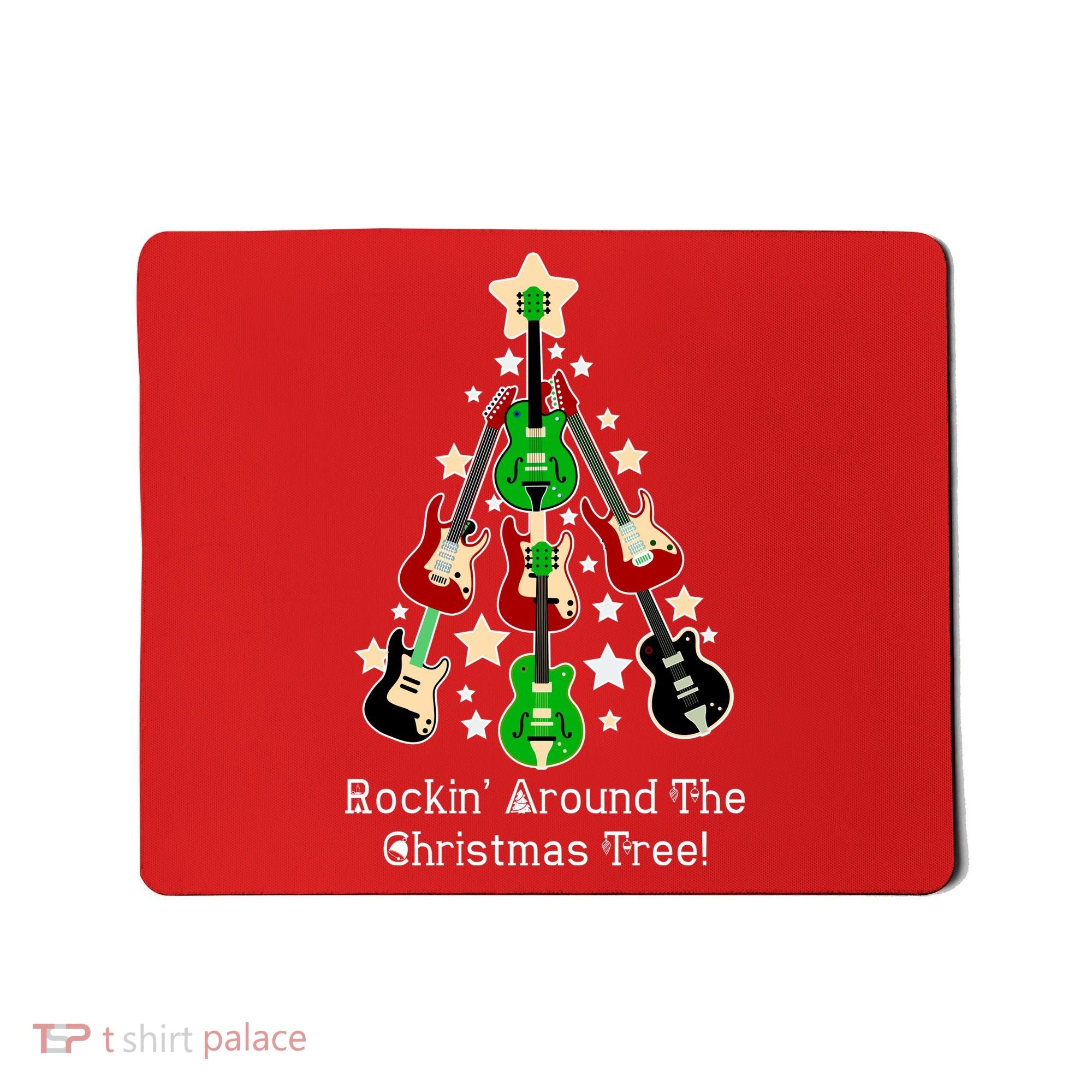 Rockin' Around the Christmas Tree Funny Guitar Mousepad