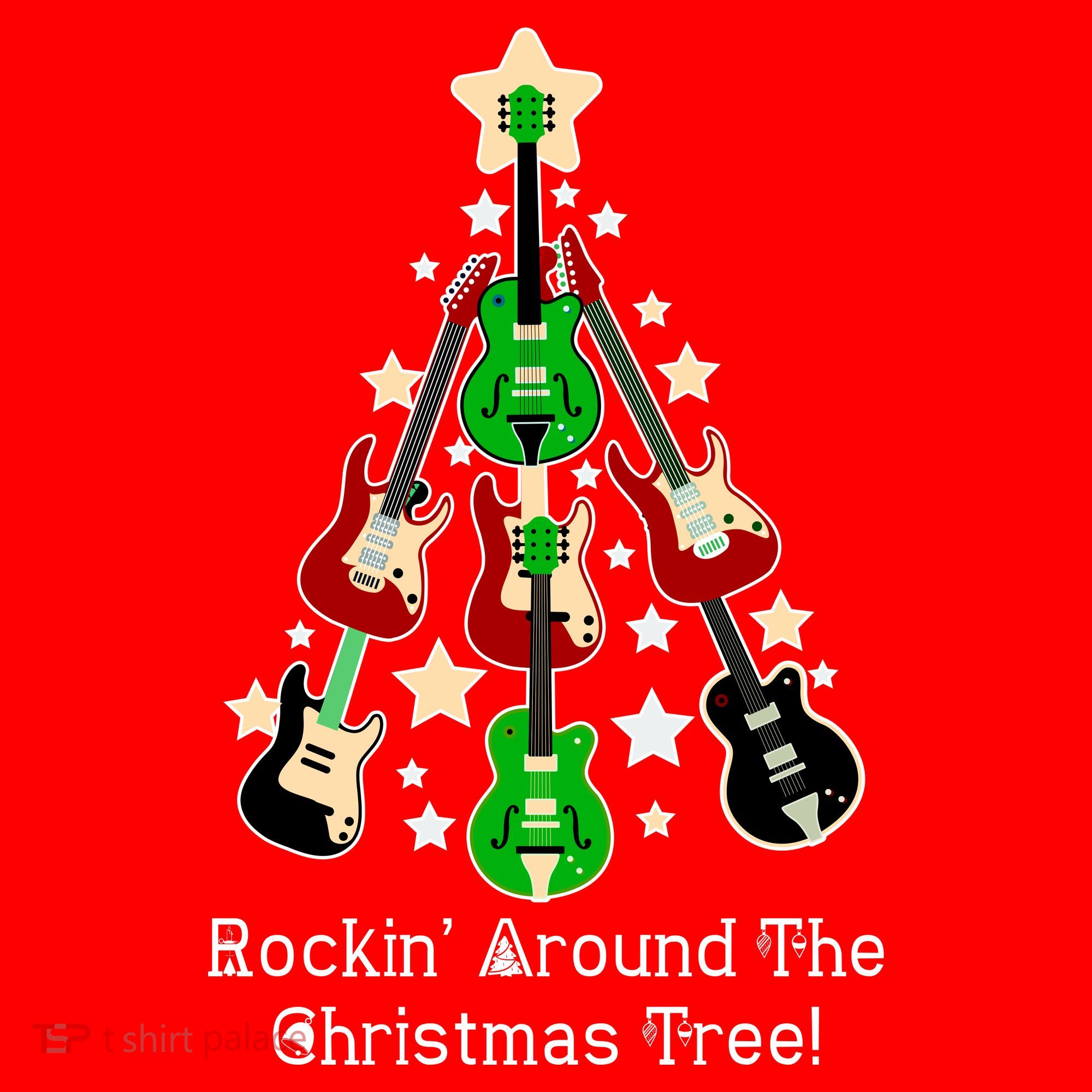 Rockin' Around the Christmas Tree Funny Guitar Women's Tank Top