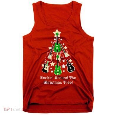 Rockin' Around the Christmas Tree Funny Guitar Tank Top
