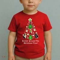 Rockin' Around the Christmas Tree Funny Guitar Toddler T-Shirt thumb 2