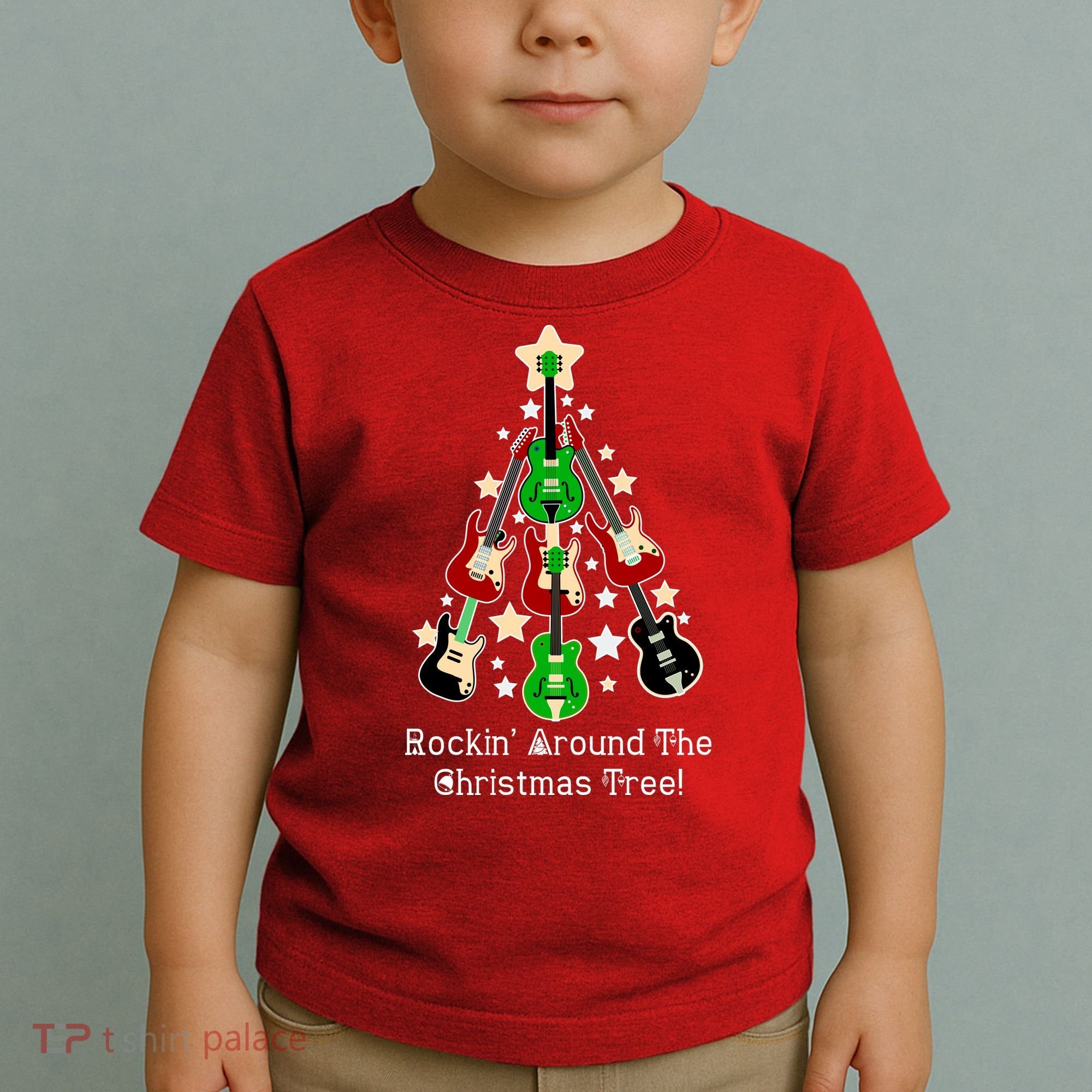 Rockin' Around the Christmas Tree Funny Guitar Toddler T-Shirt