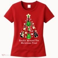 Rockin' Around the Christmas Tree Funny Guitar Women's T-Shirt thumb 0