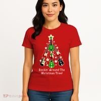Rockin' Around the Christmas Tree Funny Guitar Women's T-Shirt thumb 4