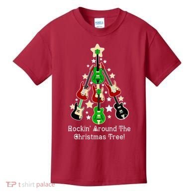 Rockin' Around the Christmas Tree Funny Guitar Kids T-Shirt