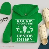 Rockin Around The Upside Down Ugly Christmas Hoodie thumb 4