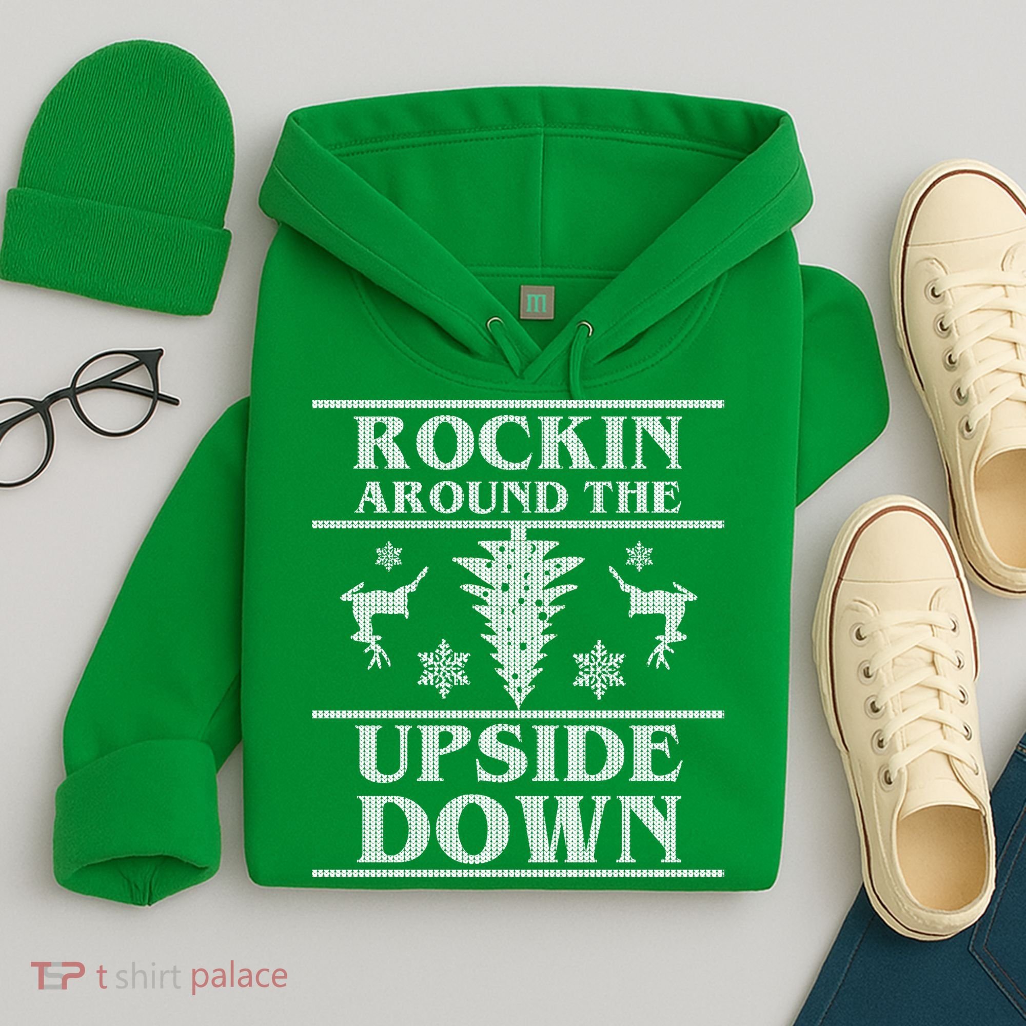 Rockin Around The Upside Down Ugly Christmas Hoodie