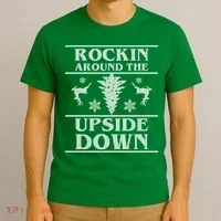Rockin Around The Upside Down Ugly Christmas T-Shirt thumb 3