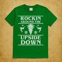 Rockin Around The Upside Down Ugly Christmas T-Shirt thumb 5