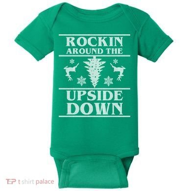 Rockin Around The Upside Down Ugly Christmas Baby Bodysuit
