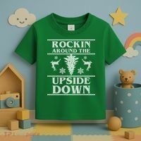 Rockin Around The Upside Down Ugly Christmas Toddler T-Shirt thumb 3