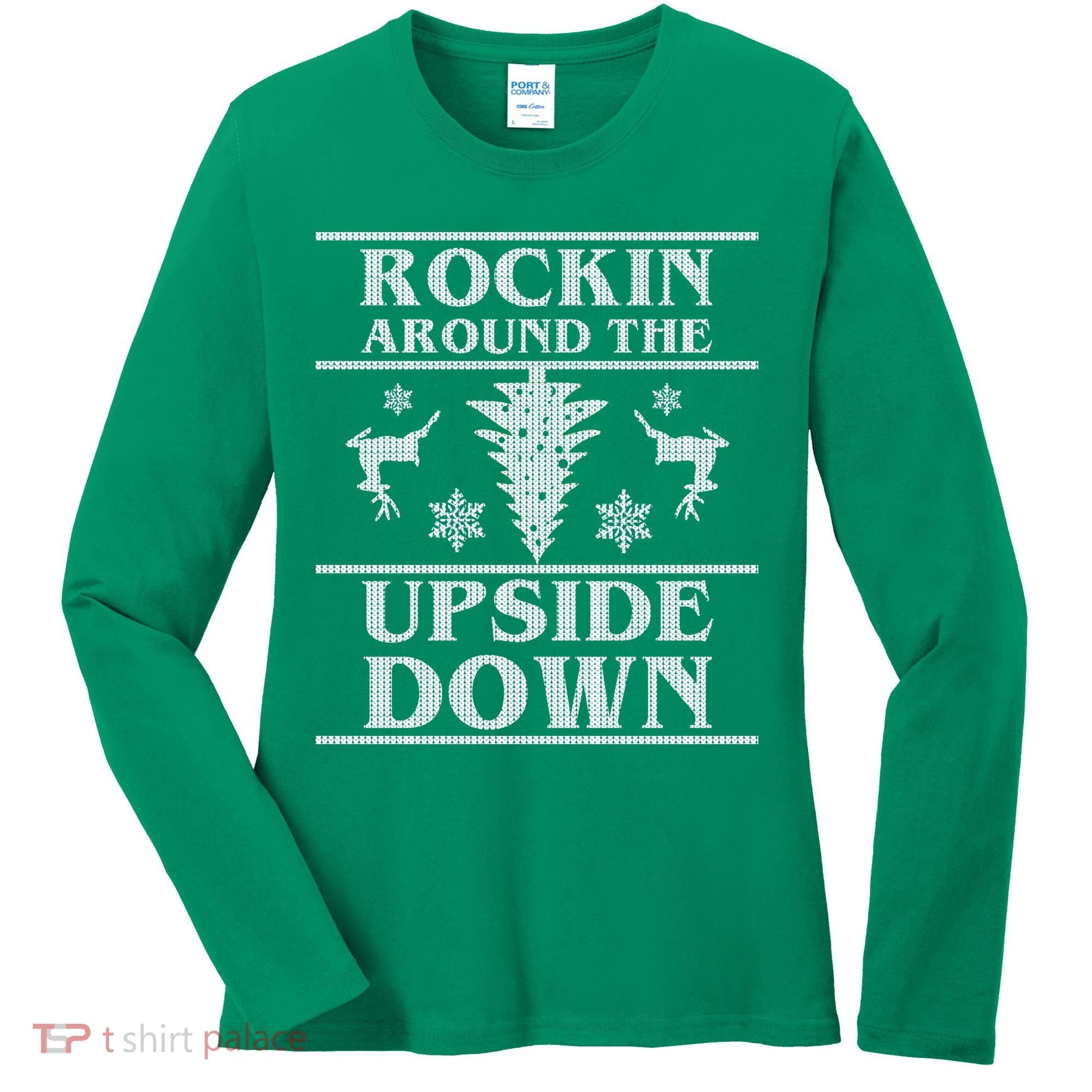 Rockin Around The Upside Down Ugly Christmas Women's Long Sleeve Shirt